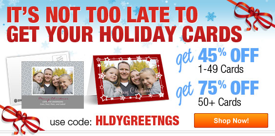 Up To 75% Off Invitations, Photo Cards, Greeting Cards, Note Cards and Postcards