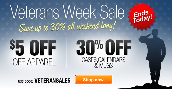 Hurry! Sale Ends Today! $5 Off Apparel And 30% Off Cases, Calendars & Mugs!