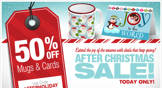 Today Only! 50% Off Mugs & Cards!