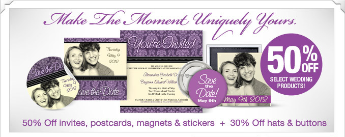 Save up to 50% in the new Zazzle Wedding  Aisle!