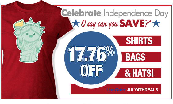 Celebrate  Independence Day - 17.76% off shirts, bags & hats!