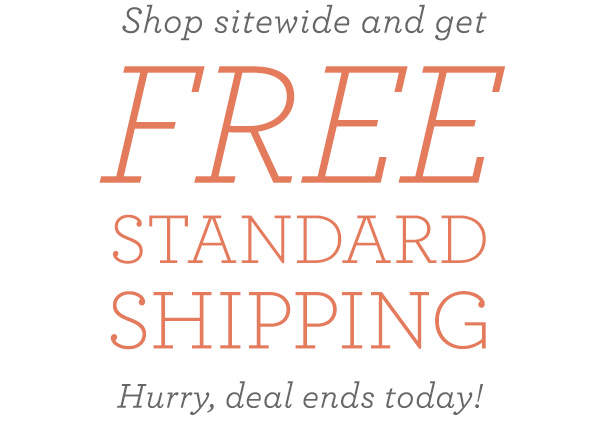 Shop sitewide and get FREE standard shipping. Hurry, deal ends today!