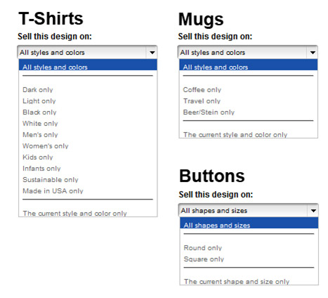 Product Style Dropdowns