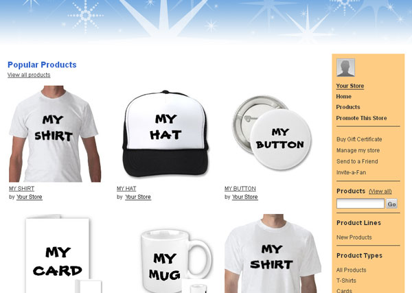 Screenshot of a Store