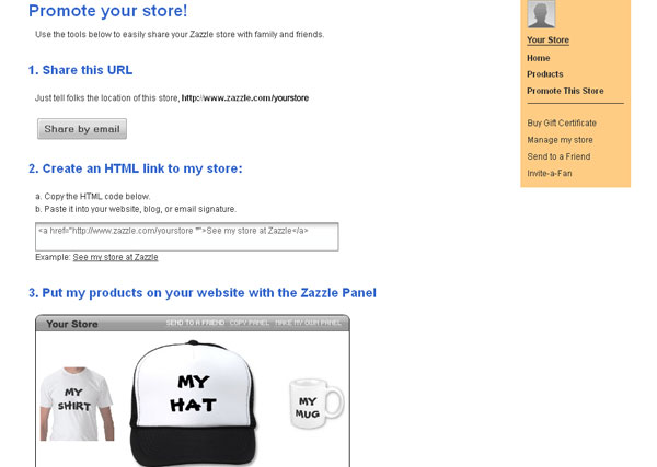 Screenshot of a Store promotion tools page