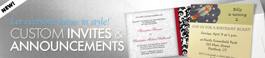 custom invites and announcements for wedding and party