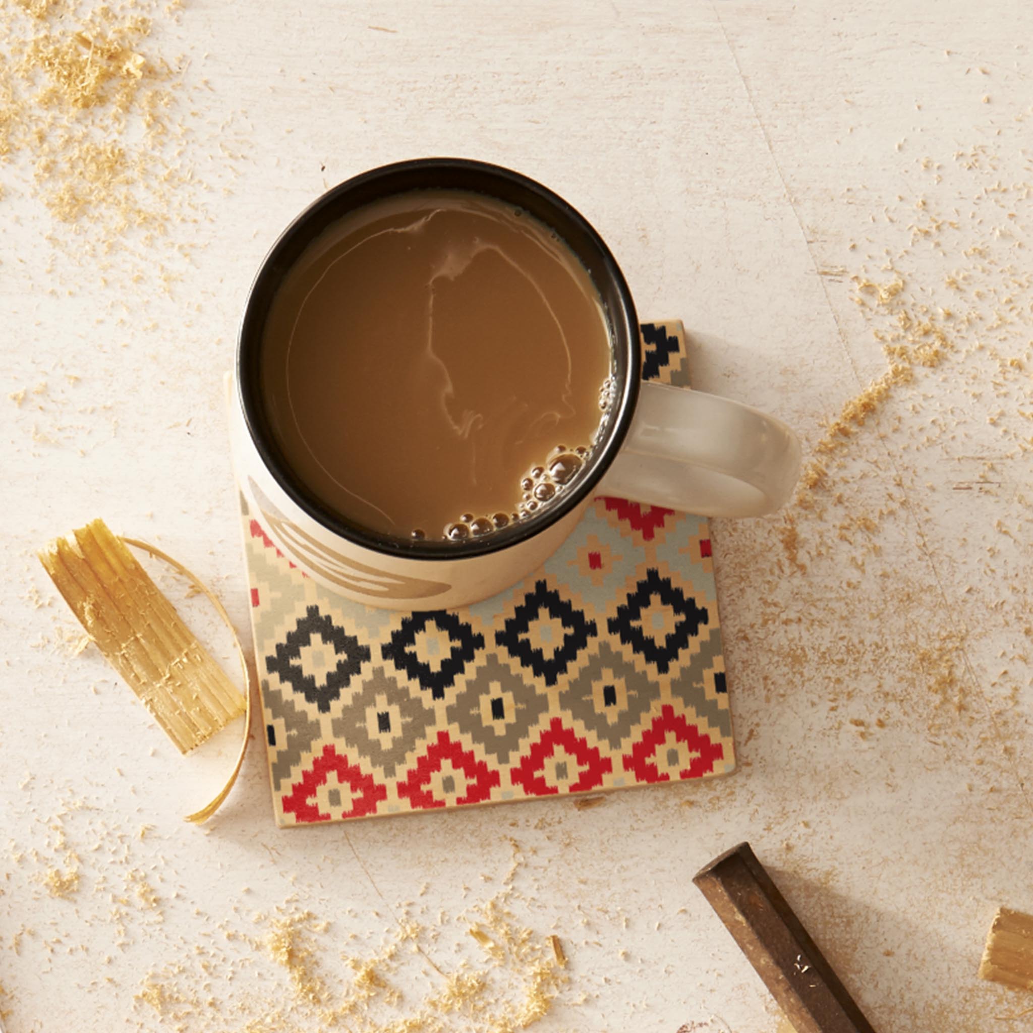 Navajo Aztec Tribal Print Ikat Diamond Pattern Maple Wood Coaster