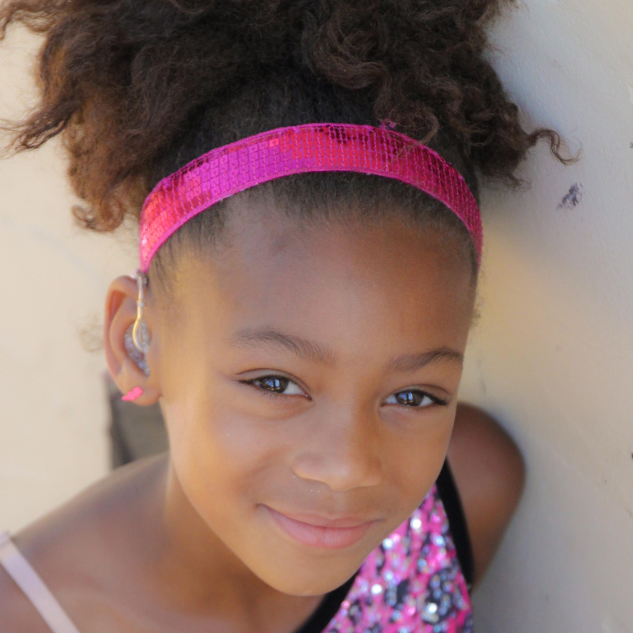 Rose pink glitter athletic headbands