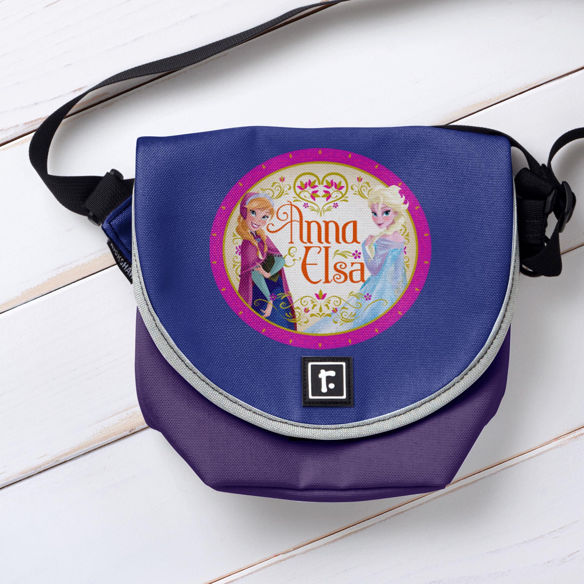 Anna and Elsa with Floral Frame Courier Bags