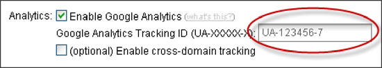 google analytics ID field