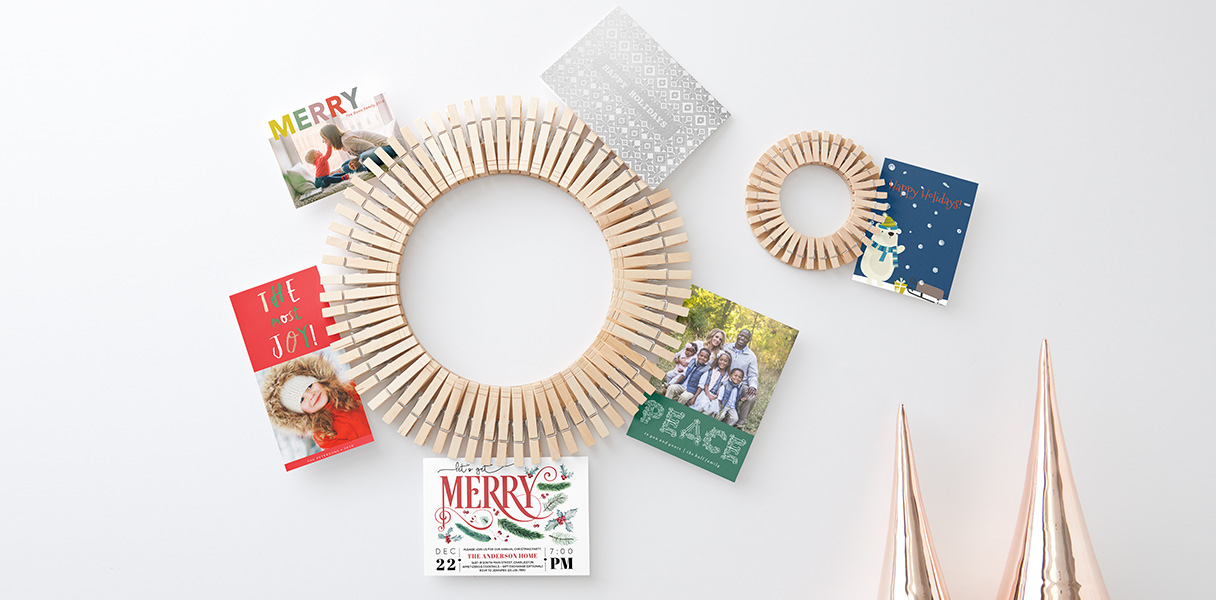 DIY Clothespin Card Wreath