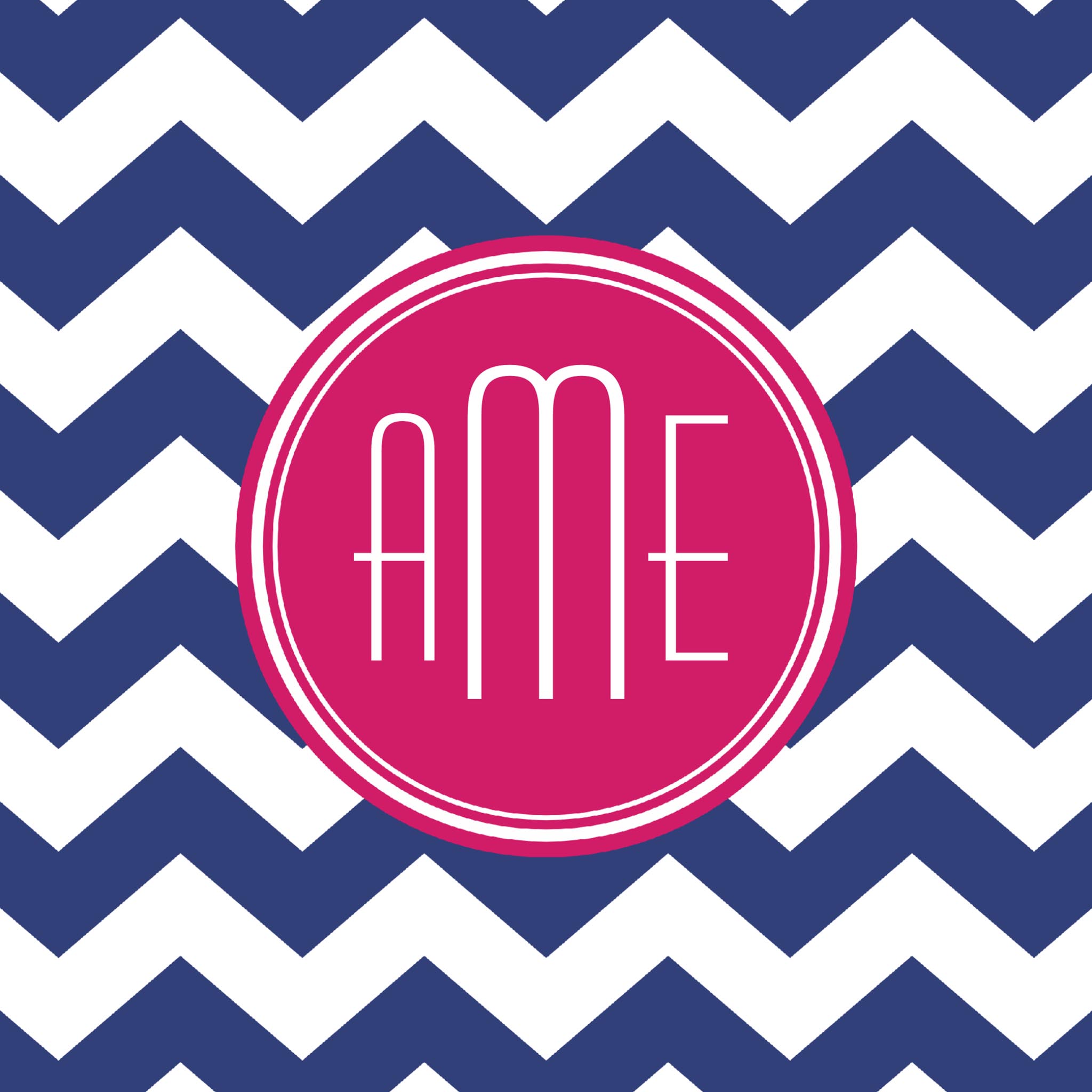 Chevron Pattern with Monogram - Navy Magenta Binder