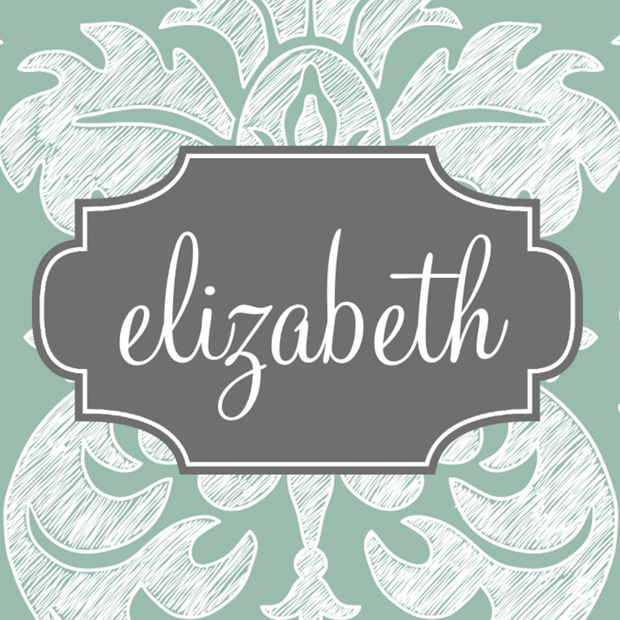 Ice Blue Vintage Damask Pattern with Grungy Finish Vanity Mirror