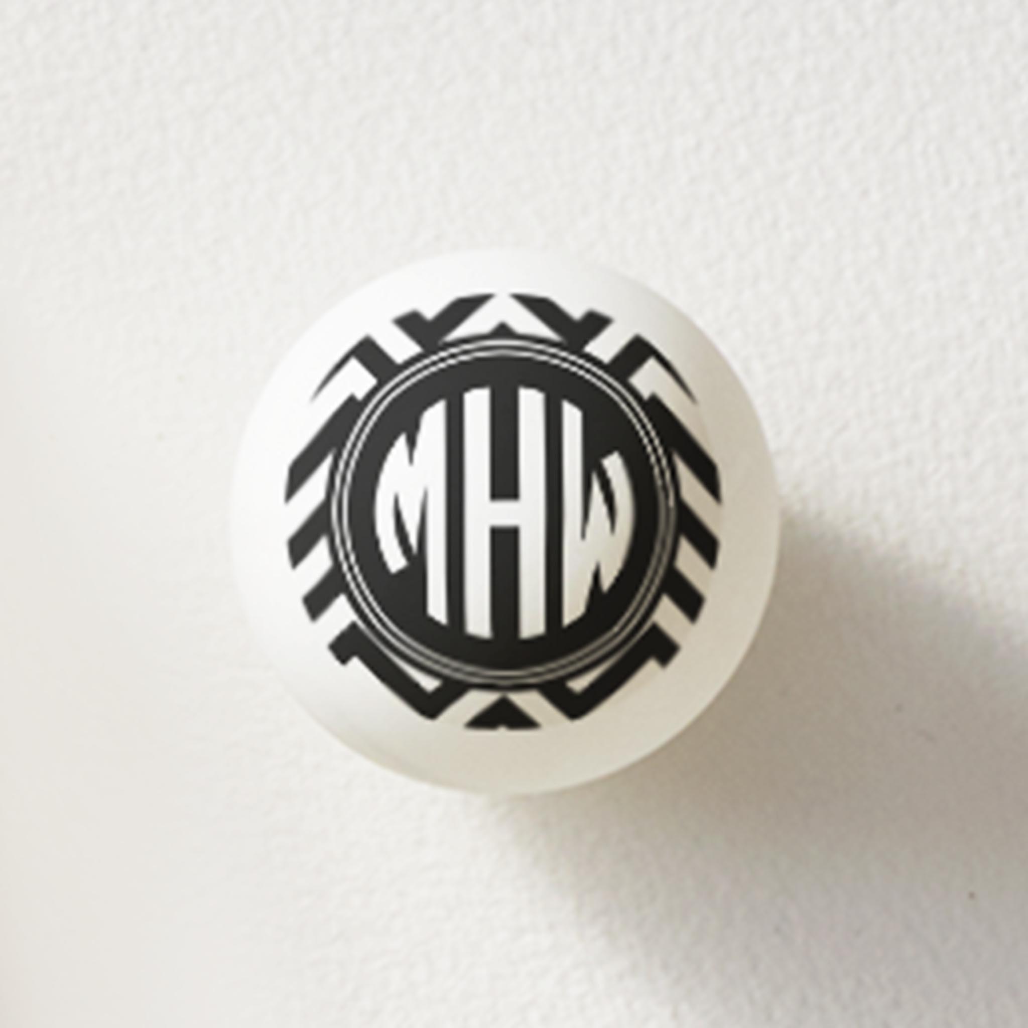Black Wht LG Chevron Black Circle 3I Monogram Ping-Pong Ball