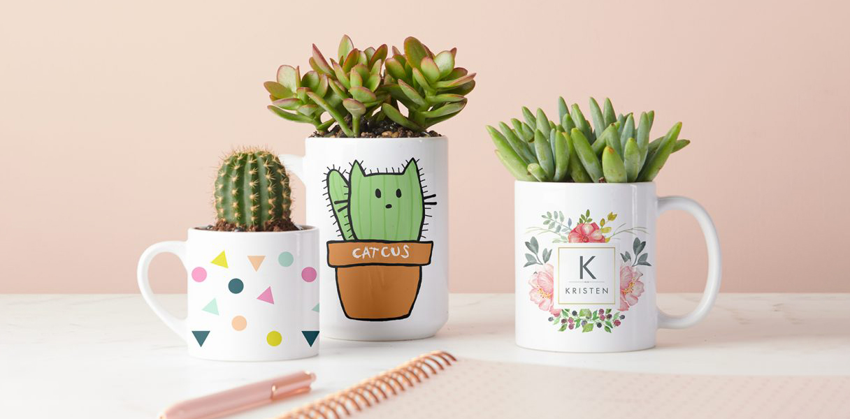 Redesign traditional gardening with cute and funny mug pots