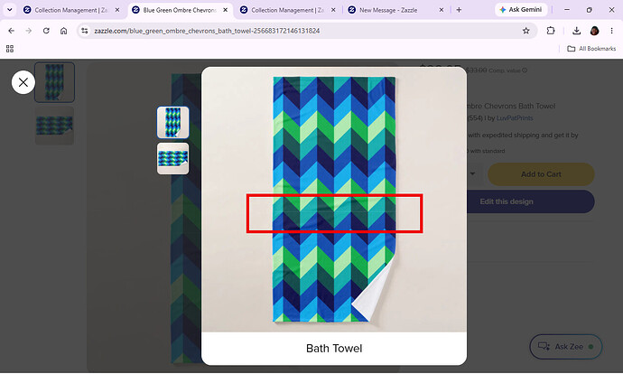 Screenshot of Blue Green Ombre Chevrons Bath Towel.png