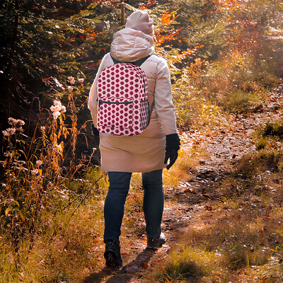 Floral backpack on female model
