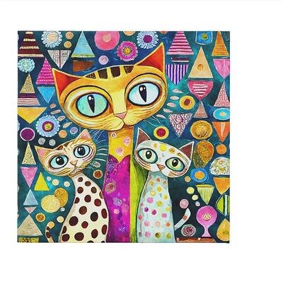 Cute Whimsical Cat Art
