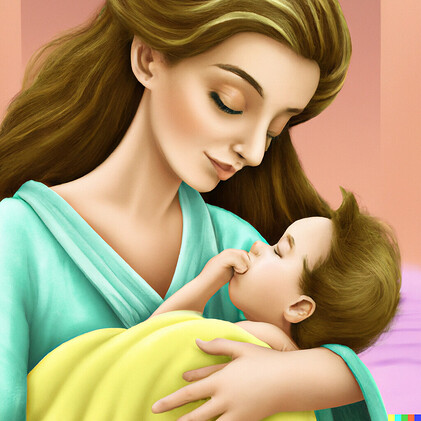 DALL·E 2022-09-29 11.23.16 - mother taking care of her newborn baby, digital art.png