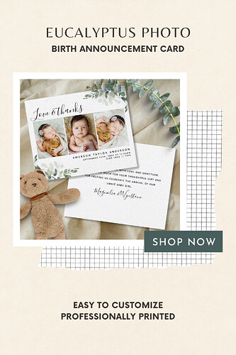 Eucalyptus Love & Thanks Baby Birth Announcement Card 2.png