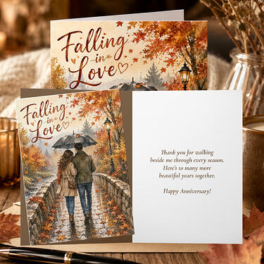 Autumn Anniversary Romantic Happy Anniversary Card2
