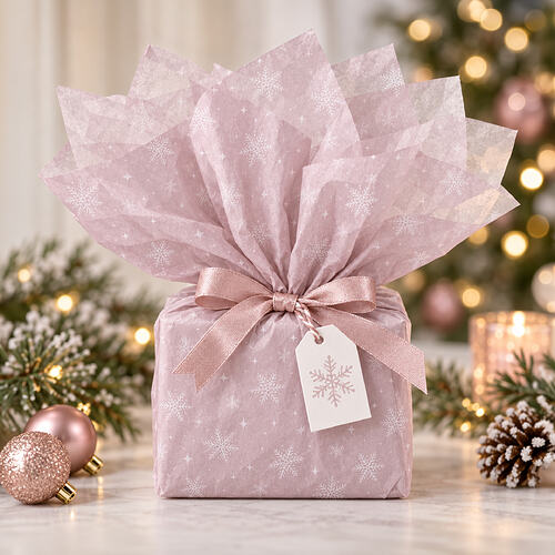 ID1334 Soft Snowflakes on Optional Dusty Rose TP