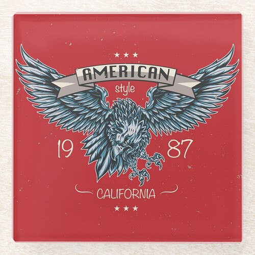American Eagle California glass coaster