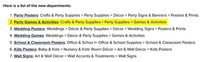 List of new departments