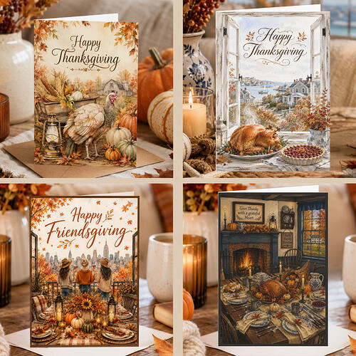Elegant Autumn Happy Thanksgiving Cards Collection