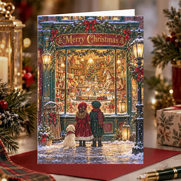 Victorian Christmas Toy Shop Nostalgic Christmas Card