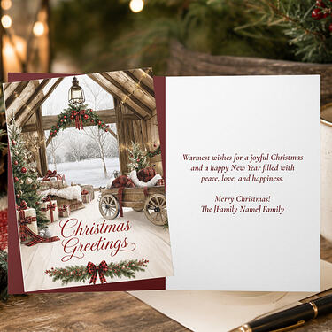 Country Christmas Red Plaid Christmas Greetings Holiday Card2