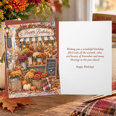 November Flower Market Autumn Birthday Card2