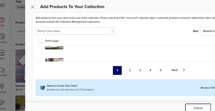 product collection upload