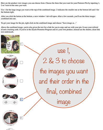 choosing the 3 images and their order in the combined image