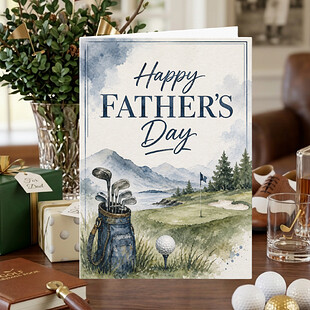 Blue Green Golf Theme Happy Father's Day Card 1.png