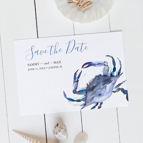 Beach Wedding Save The Date Blue Crab