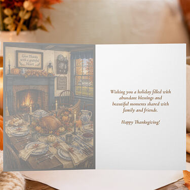 Vintage Colonial Traditional Thanksgiving Holiday Card2