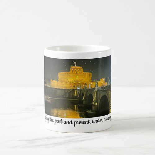 Zazzle Rome travel Ponte Sant’Angelo night time Coffee Mug (Center).png