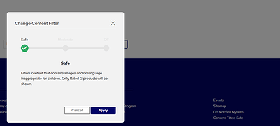 image.png website content filter auto sets to safe