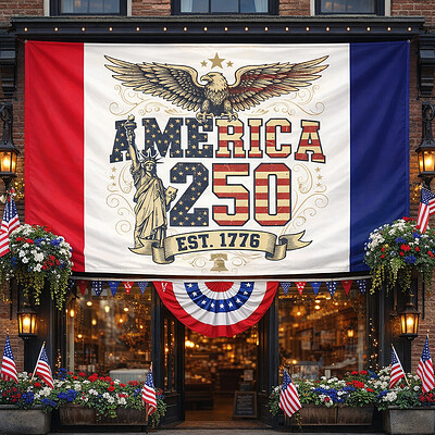 America;s 250th celebration banner