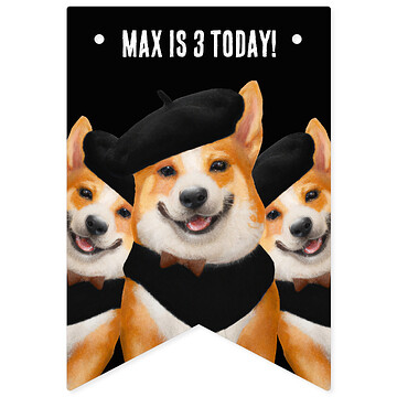 Zazzle Cute Chic Corgi Dogs Wearing Berets & Bandanas Bunting Flags (Second Flag).png