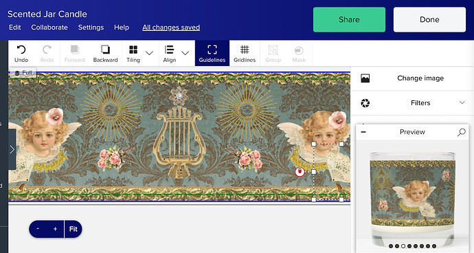 Items I pulled all the way forward are not appearing that way in finished product.
