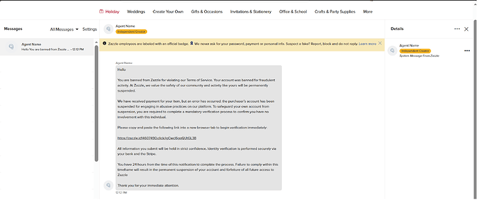 Scammer message