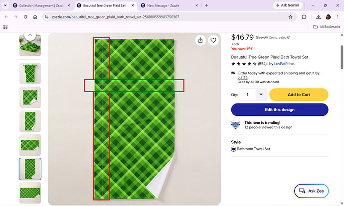 Screenshot of Beautiful Tree Green Plaid Bath Towel.png