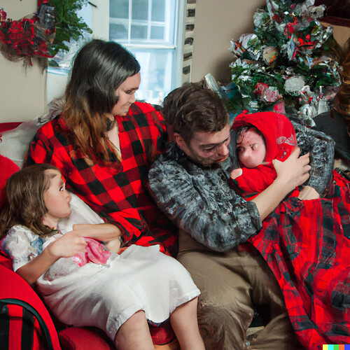 DALL·E 2022-09-29 01.32.57 - portrait of a young family on Christmas morning in Norman Rockwell style.png