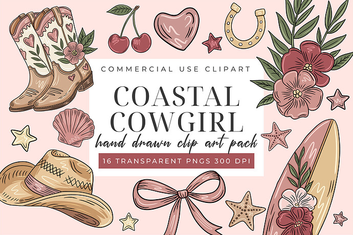Coastal Cowgirl Clip Art Styled Preview 1.jpg