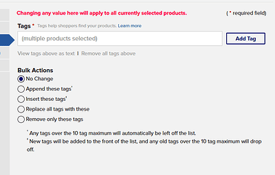 Bulk actions edit tags
