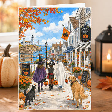 Happy Halloween Charming Autumn Coastal Town