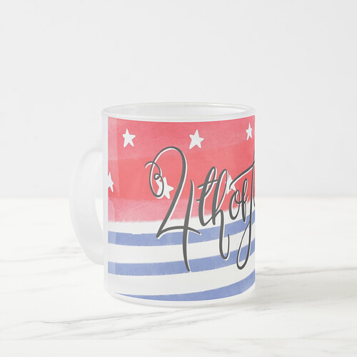 4 of July frosted glass beer mug