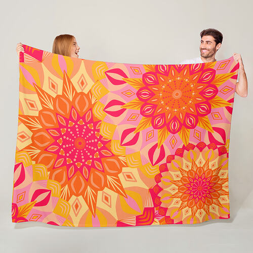 Zazzle Overlapping Mandala Orange Pink Yellow Fleece Blanket (In Situ)